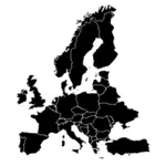 صورة ظلية ناقلات مقطع الفن من خريطة أوروبا